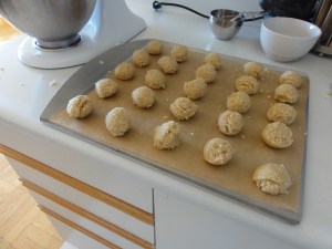 Macaroons on a tray before the oven
