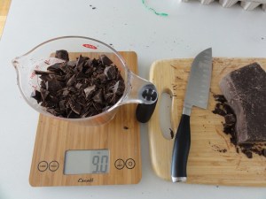 Weighing out chocolate