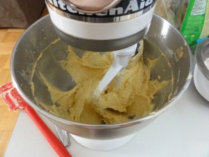 Creamed butter, sugar, and eggs