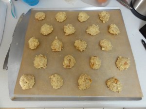 Formed cookie dough ready for baking