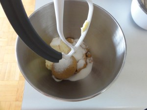 Butter and sugars about to be beaten