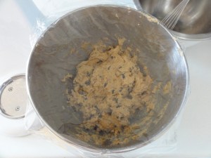 Cookie dough going into the fridge