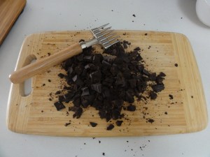 Chocolate chopped with a chocolate chipper