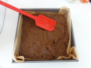 Filling poured into the pan