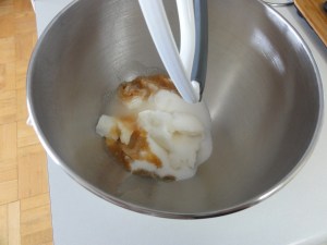 Coconut oil, sugar, and extracts