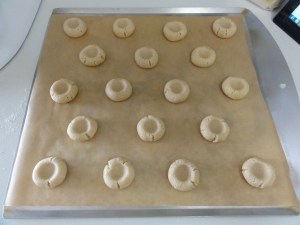 Cookie dough with thumbprints