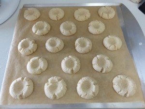 Half-way baked cookie dough re-indented