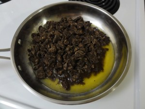 Chopped chocolate in butter