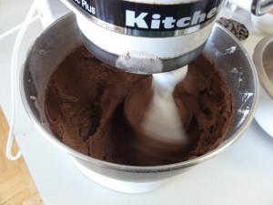 Action shot of blending everything together