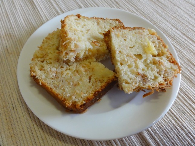 Coconut pineapple cake on a plate