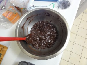 Double chocolate banana bread batter
