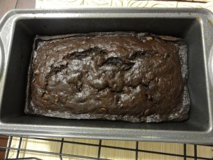 Baked double chocolate banana bread batter
