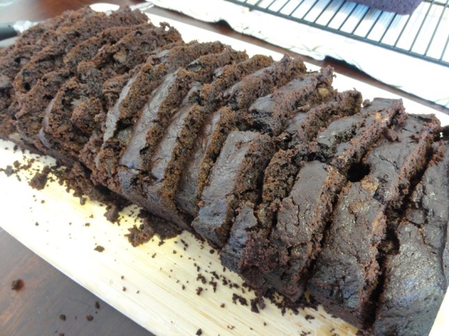 Sliced double chocolate banana bread
