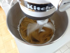 Action shot of wet and dry ingredients